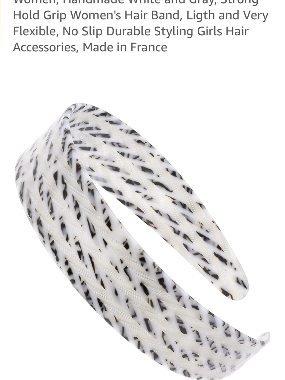 Camila Paris Vintage white and Black Patterned women's Headband. Make in France.